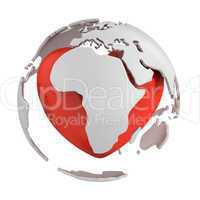 Globe with heart, Africa part