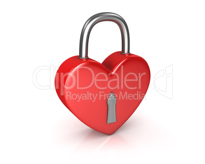 Red lock formed as heart