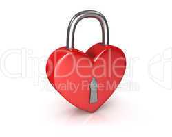 Red lock formed as heart