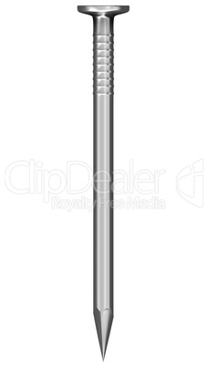 Steel shiny nail isolated on white