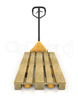Pallet truck with empty pallet in perspective,front view