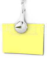 Two abstract men pin yellow note