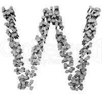 Alphabet made from hammered nails, letter W
