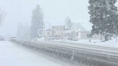 Cars driving through snow blizzard P HD 8663