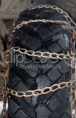 Chains on tyre