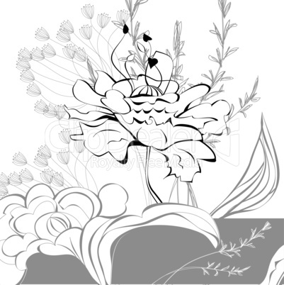 Original template for card design with flowers