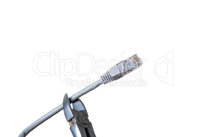 Braking internet cable with pliers