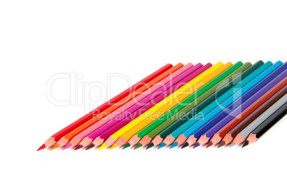 Colored pencils, isolated, on a white background