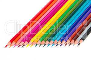Colored pencils, isolated, on a white background