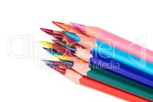 Colored pencils, isolated, on a white background