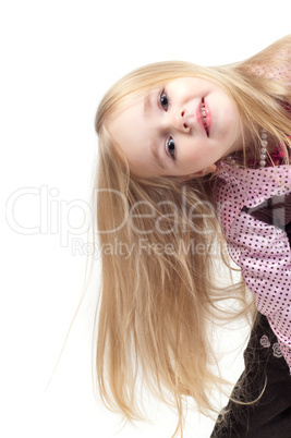 Portrait of little cute girl with long hair