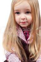 Portrait of little cute girl with long hair