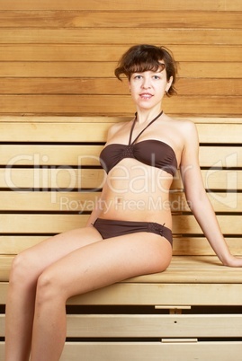 Woman in sauna