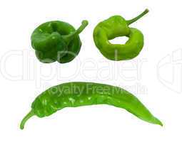 Smile "sad" composed of green peppers