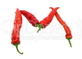 Letter M composed of chili peppers