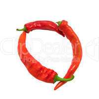 Letter O composed of chili peppers