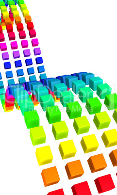 3D Würfel - Regenbogen Schlange 01