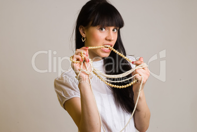 Woman with beads