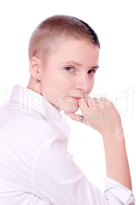 woman with short hair