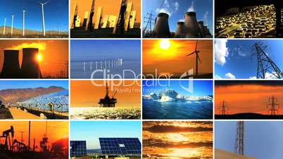 Montage of Clean Energy & Fossil Fuel Pollution