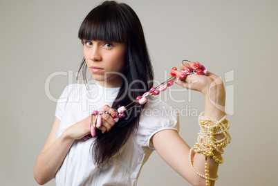 Woman with beads