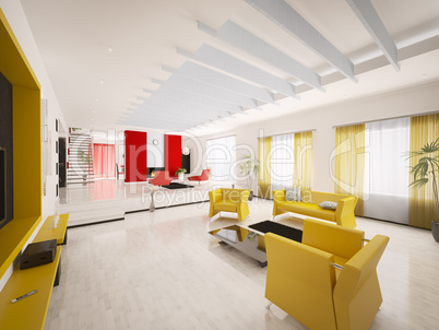 Home interior of apartment 3d render