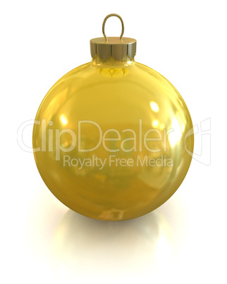Yellow christmas glossy and shiny ball isolated