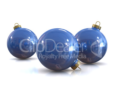 Few Blue christmas glossy and shiny balls isolated