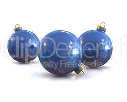 Few Blue christmas glossy and shiny balls isolated