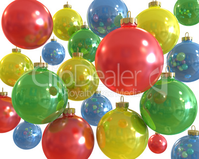 Background of multiple color christmas shiny balls isolated