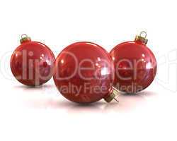 Few Red christmas glossy and shiny balls isolated