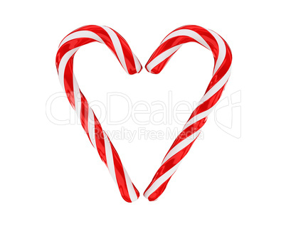 Heart made from christmas candies isolated