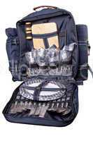 Backpack with dinner set for picnic