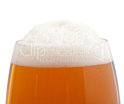 Top of the glass with beer foam
