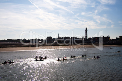 Kayak race in channel