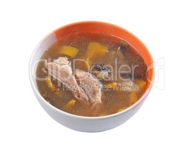 Simple soup with pork and pepper