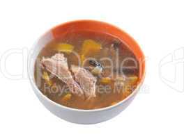 Simple soup with pork and pepper