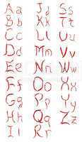 English alphabet made from chili