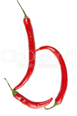 b letter made from chili