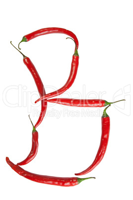 b letter made from chili