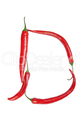 D letter made from chili