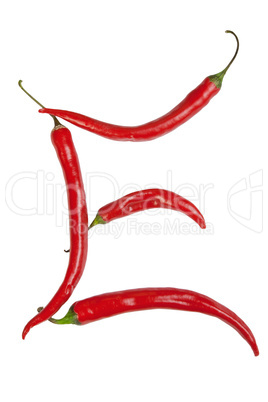 e letter made from chili