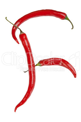 f letter made from chili