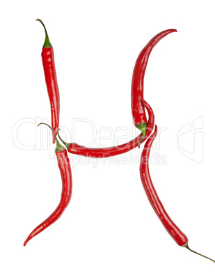 h letter made from chili