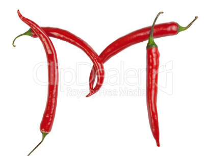 M letter made from chili