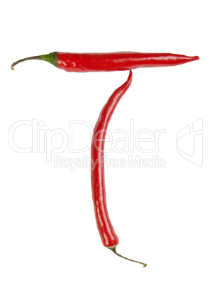 T letter made from chili