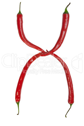 X letter made from chili