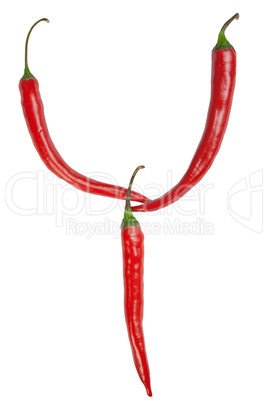 Y letter made from chili