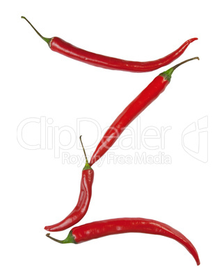 Z letter made from chili