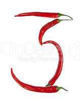 Number 3 made from chili
